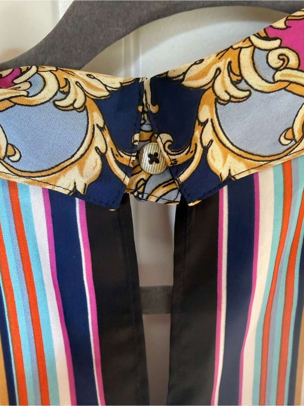 Cache Navy & Pink Striped Baroque Print Sleeveless Mini Dress - Picture 6 of 7